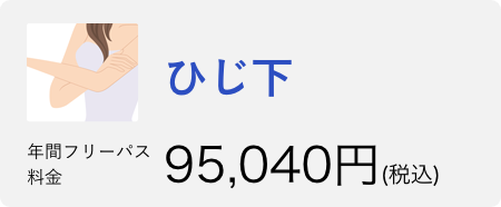 ひじ下 年間フリーパス 通常価格→116,640円　20％OFFで93,312円税込